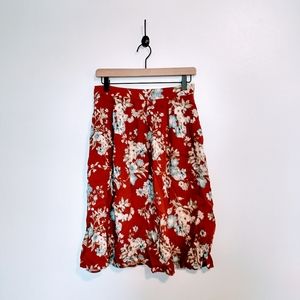Madish One floral brown high waisted knee length skirt size medium